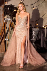 embellished gown with overskirt
