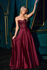 embellished satin a-line maxi gown