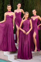 gown features a strapless sweetheart neckline and a finely ruched bodice crafted from pleated luminescent chiffon