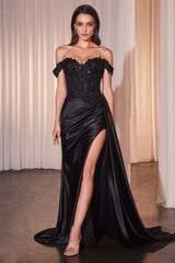 lace embellished off the shoulder maxi gown