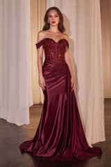 lace embellished off the shoulder maxi gown