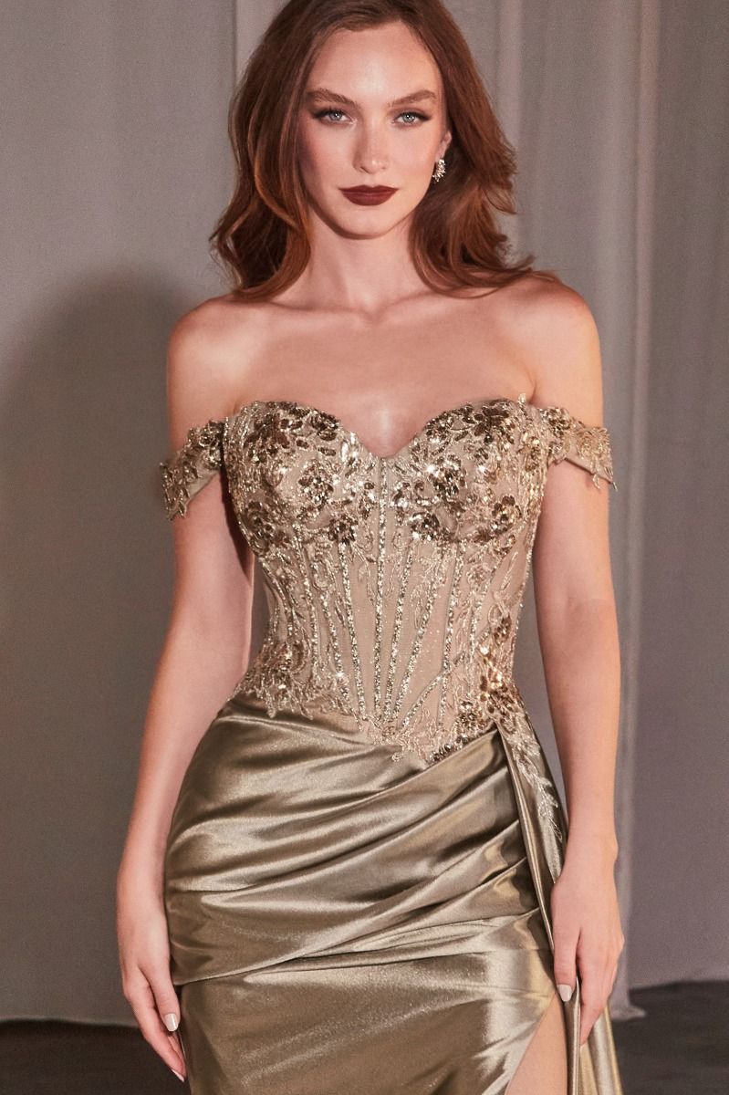 lace embellished off the shoulder maxi gown