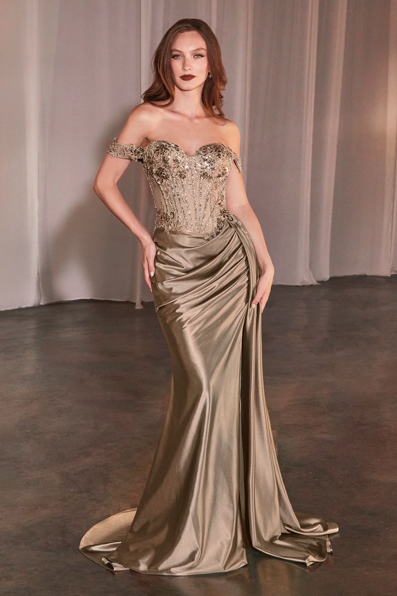 lace embellished off the shoulder maxi gown