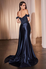 lace embellished off the shoulder maxi gown
