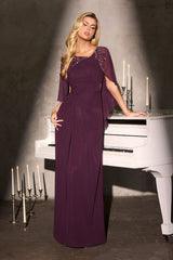 gown with cape sleeves 