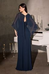 gown with cape sleeves