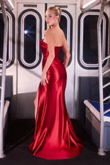 satin gown with side slit