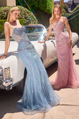 mermaid evening gown, crafted with a strapless sweetheart neckline and a fully beaded bodice adorned with shimmering crystals and sequins