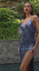 This stunning dress is fitted and has a ruched waistline for a figure-flattering silhouette