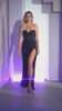 Glitter maxi gown with side slit and adjustable corset back