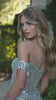 Off the shoulder sequin embellished maxi gown with side slit