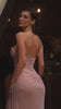strapless sweetheart neckline and a sheer structured bodice, enhanced by a gathered bustline and an elegant sash