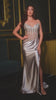 fitted dress features a strapless sweetheart neckline and a stunning beaded corset bodice