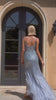 Sequin maxi gown with sewed-in mesh corset detail and side slit