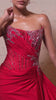 fitted gown captivates with its asymmetrical strapless neckline and hand-beaded embellishments