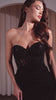 fitted strapless gown featuring a sweetheart neckline and a sheer embellished bodice that beautifully highlights your figure