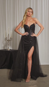 embellished gown with overskirt