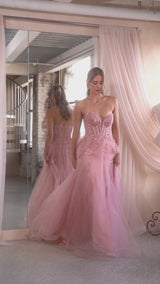 A-line embellished maxi gown with plunging neckline and side slit