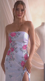 strapless sequin gown
