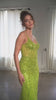 Sequin maxi gown with sewed-in mesh corset detail and side slit