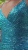 This stunning dress is fitted and has a ruched waistline for a figure-flattering silhouette