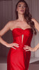 This fitted dress features a strapless sweetheart keyhole neckline with a beautifully pleated satin bodice