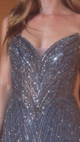 fitted gown featuring a chic halter keyhole neckline and a striking racerback design