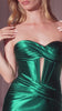 This fitted dress features a strapless sweetheart keyhole neckline with a beautifully pleated satin bodice.