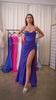 Glitter maxi gown with side slit and adjustable corset back