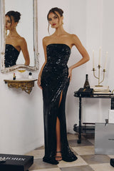 strapless sequin gown,