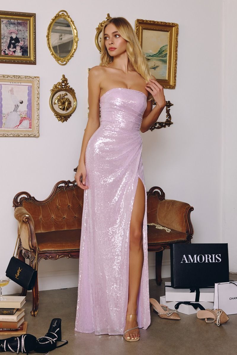 strapless sequin gown