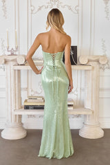 strapless sequin gown