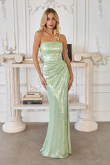 strapless sequin gown