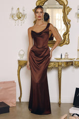 one shoulder satin gown