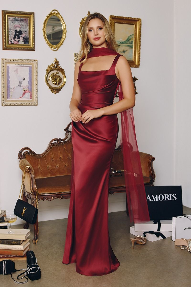 sleek satin gown