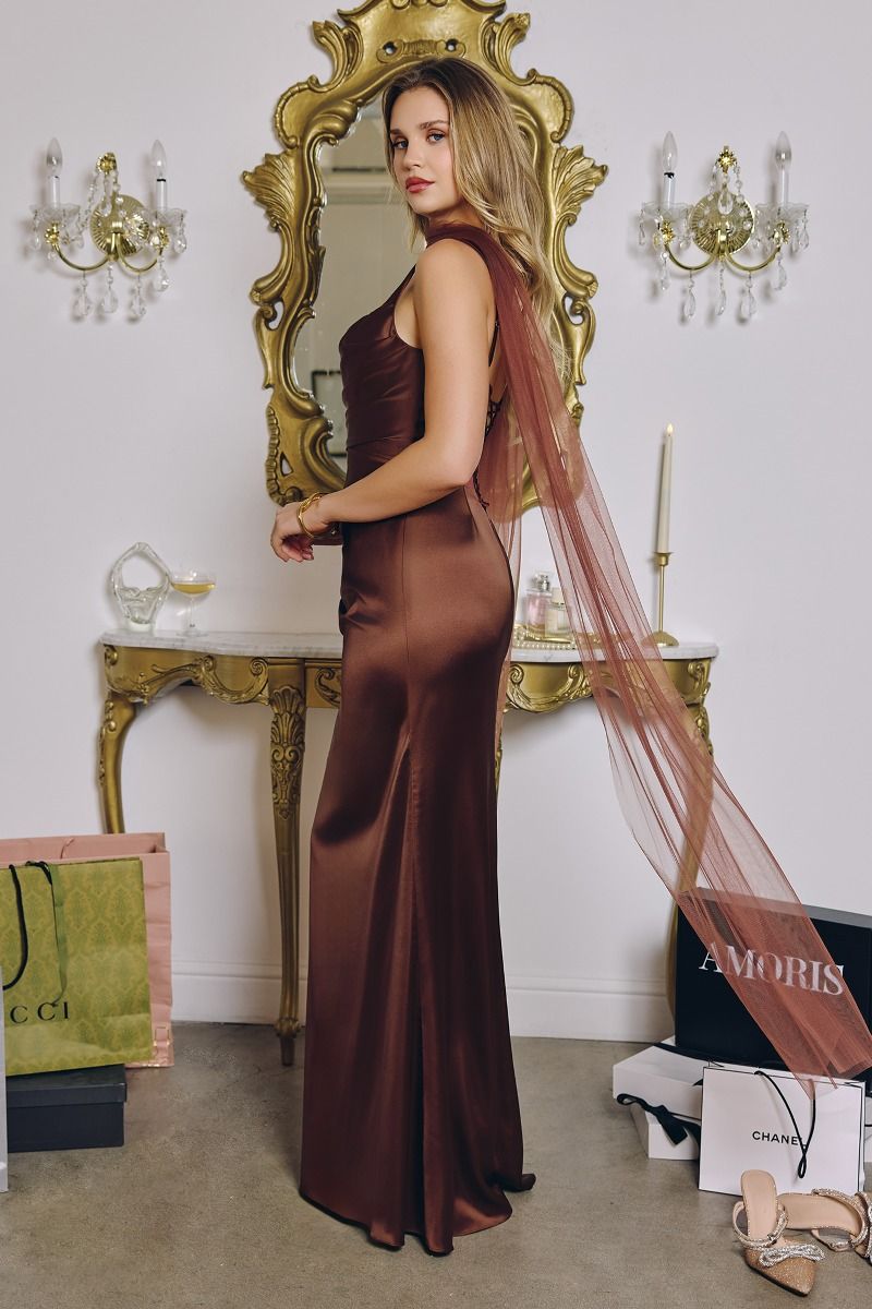sleek satin gown