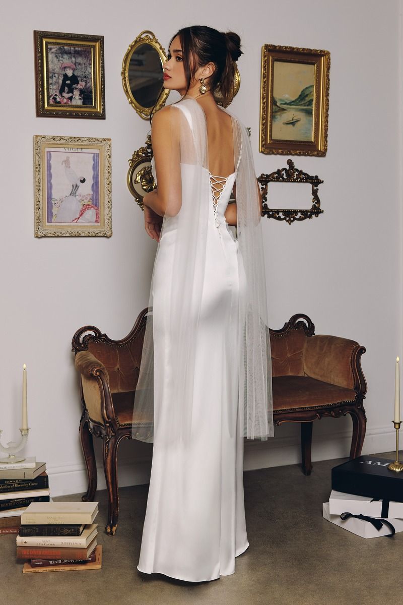 sleek satin gown