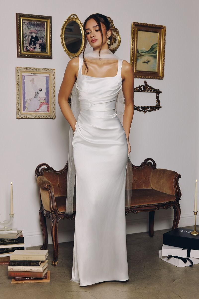 sleek satin gown