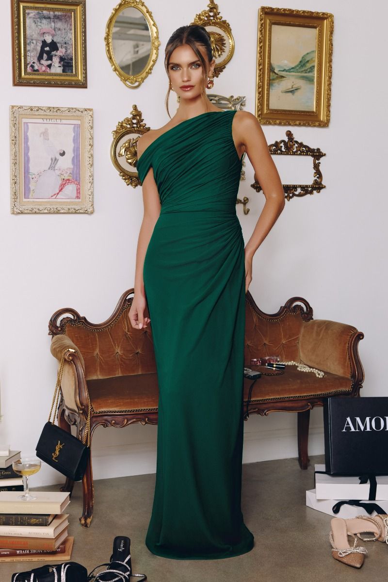 one-shoulder chiffon