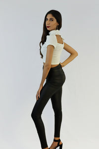 Crop top with cutout.