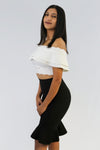 White off the shoulder crop top.