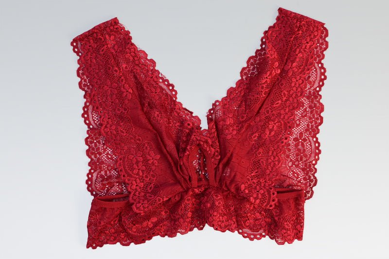 Red lace bralette.