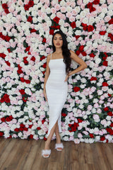 Ruched maxi dress in White.