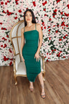 Ruched maxi dress in Emerald. 
