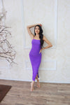 Ruched maxi dress in Purple. 