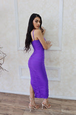 Ruched maxi dress in Purple. 